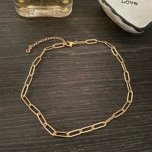 14 K Gold Plated Dainty Paperclip Link Necklace
